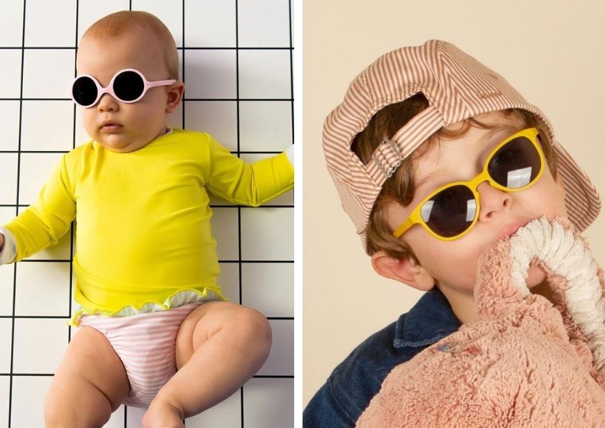 bébé et enfant avec lunettes de soleil